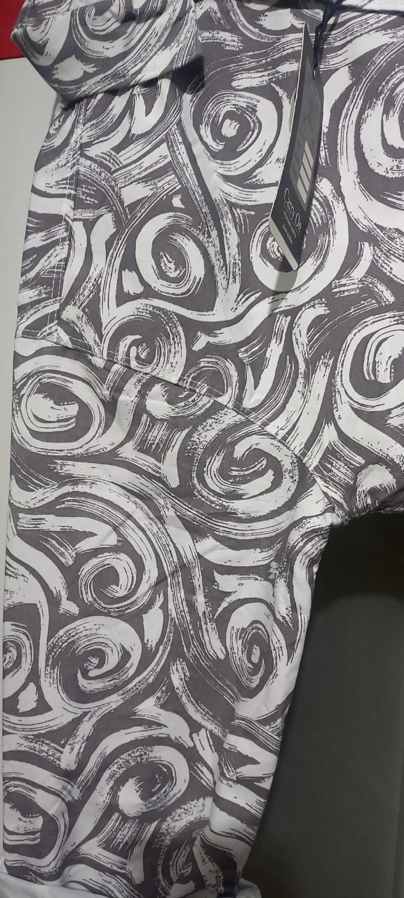 Mens wear White & Grey Swirl Pattern Shirt – Bold Abstract Streetwear