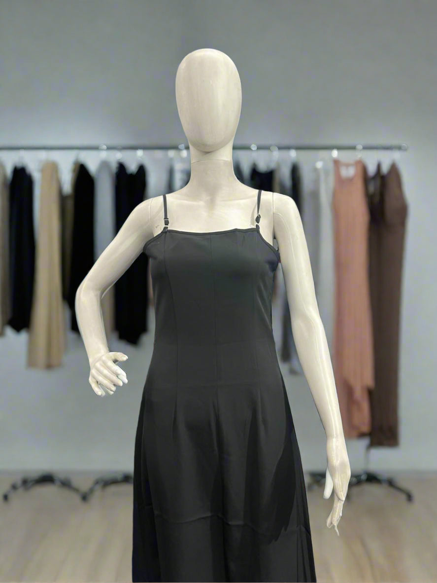 Girls wear Classic Black Spaghetti Strap Dress – Elegant & Timeless