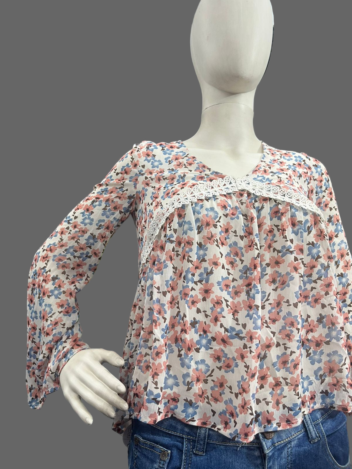 Girls wear Floral Lace-Trim Blouse – Feminine & Breezy Everyday Wear