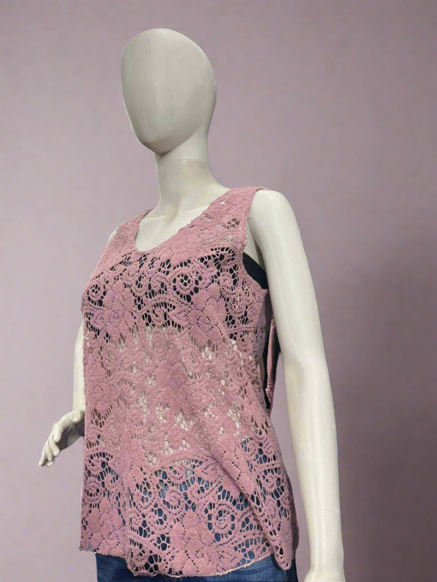 Girls wear Top Pink Crochet Lace Sleeveless Top – Feminine & Stylish Summer Wear