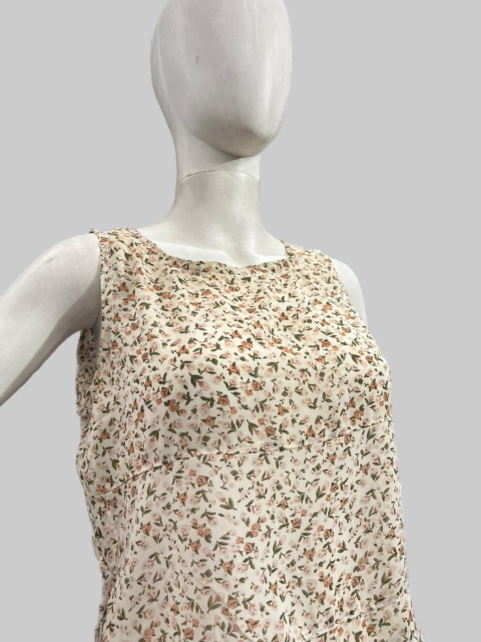 Girls wear Top Beige Floral Sleeveless Top – Light & Stylish Everyday Wear