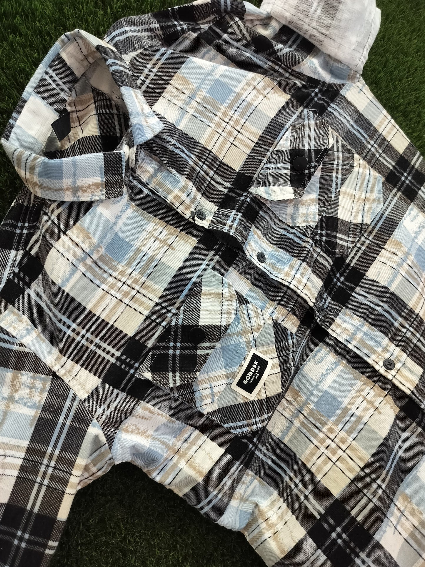 Men’s Black & Blue Checked Cotton Shirt – Casual Flannel Style