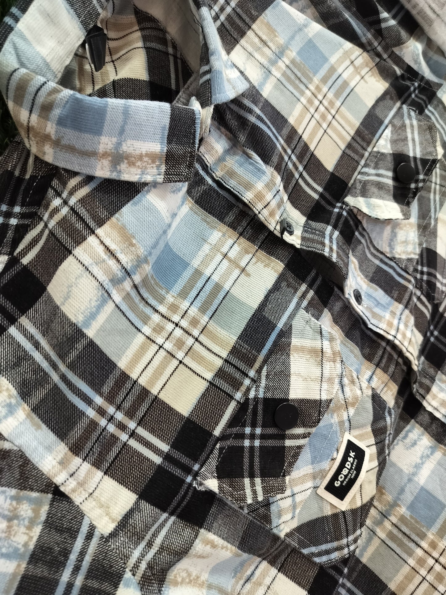 Men’s Black & Blue Checked Cotton Shirt – Casual Flannel Style