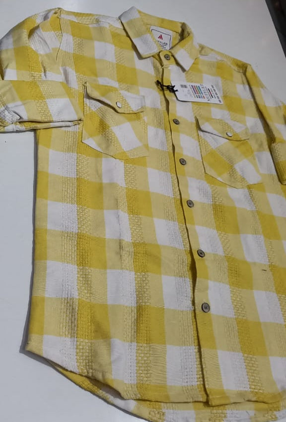 Mens wear Yellow & White Checkered Shirt – Vibrant Casual Glam Look