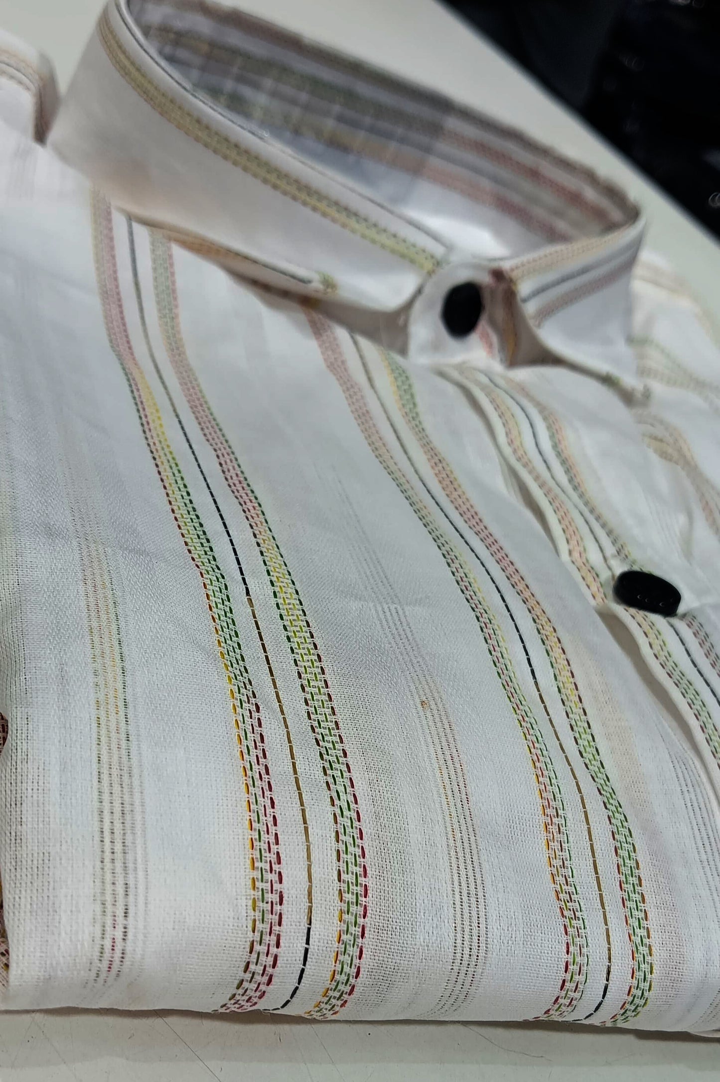 Mens wear White Multi-Stripe Shirt – Elegant Casual Wear