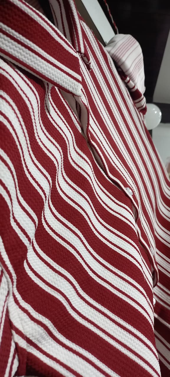 Mens wear Red & White Striped Lycra T-Shirt p1