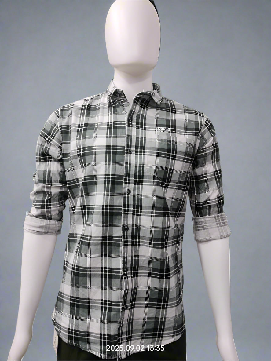 Men’s Black & White Checked Casual Shirt