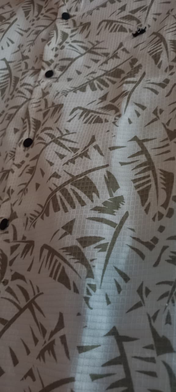 White Leaf Print Long Sleeve Shirt – Regular Fit Casual Style