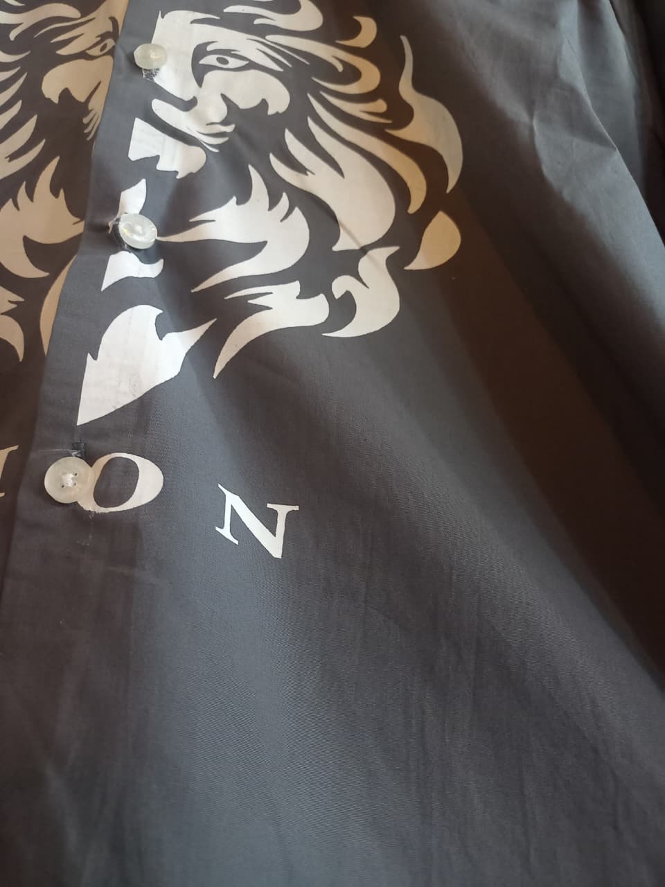 Grey Lion Print Long Sleeve Shirt – Regular Fit Statement Wear