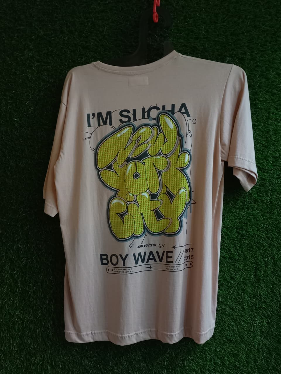 Beige Graphic T-Shirt with Chest Print – Regular Fit