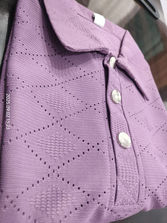 Men’s Textured Polo T-Shirt with Metal Buttons (Blue/Purple)