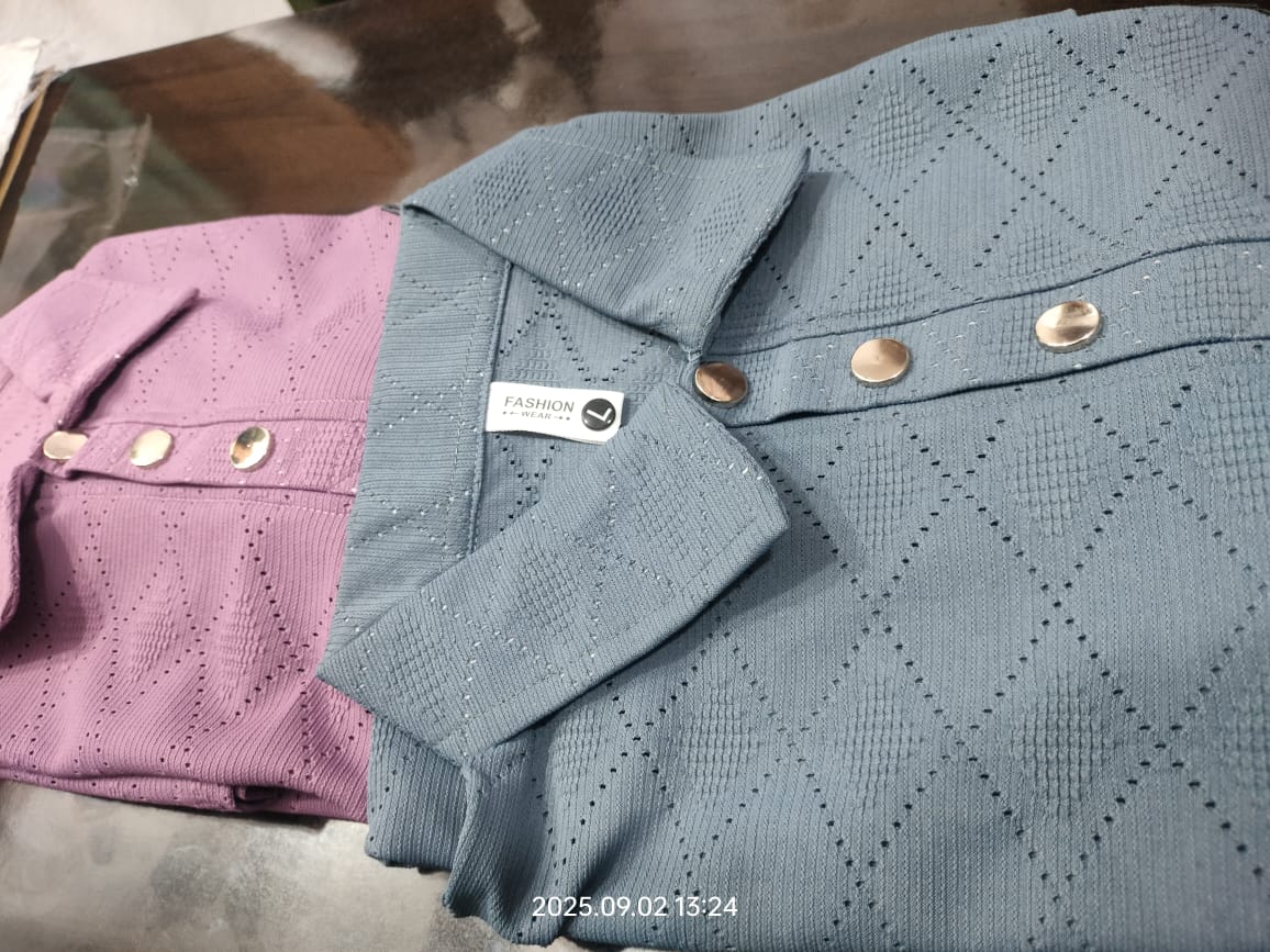 Men’s Textured Polo T-Shirt with Metal Buttons (Blue/Purple)