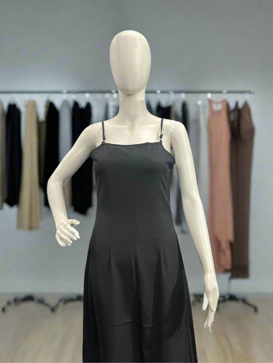 Girls wear Classic Black Spaghetti Strap Dress – Elegant & Timeless