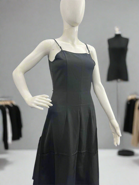 Girls wear Classic Black Spaghetti Strap Dress – Elegant & Timeless