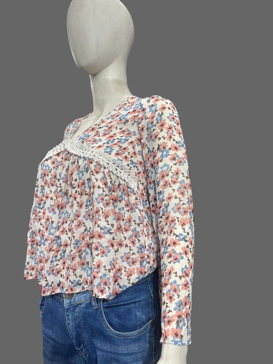 Girls wear Floral Lace-Trim Blouse – Feminine & Breezy Everyday Wear