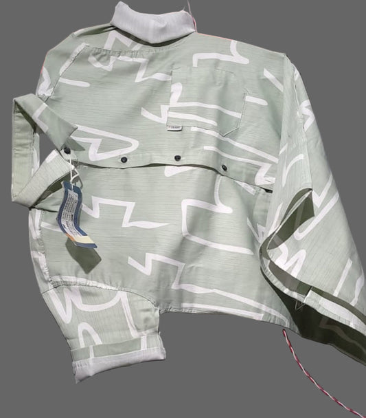 Mens wear Mint Green Abstract Print Shirt – Bold & Contemporary Style