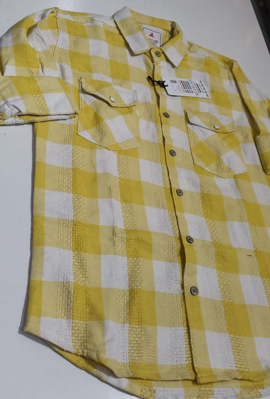 Mens wear Yellow & White Checkered Shirt – Vibrant Casual Glam Look