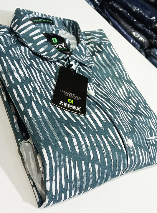 Mens wear Teal Green Abstract Print Shirt – Premium Casual Style