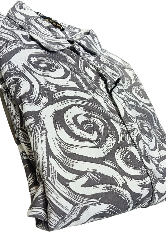 Mens wear Black & White Abstract Swirl Shirt – Bold Artistic wear