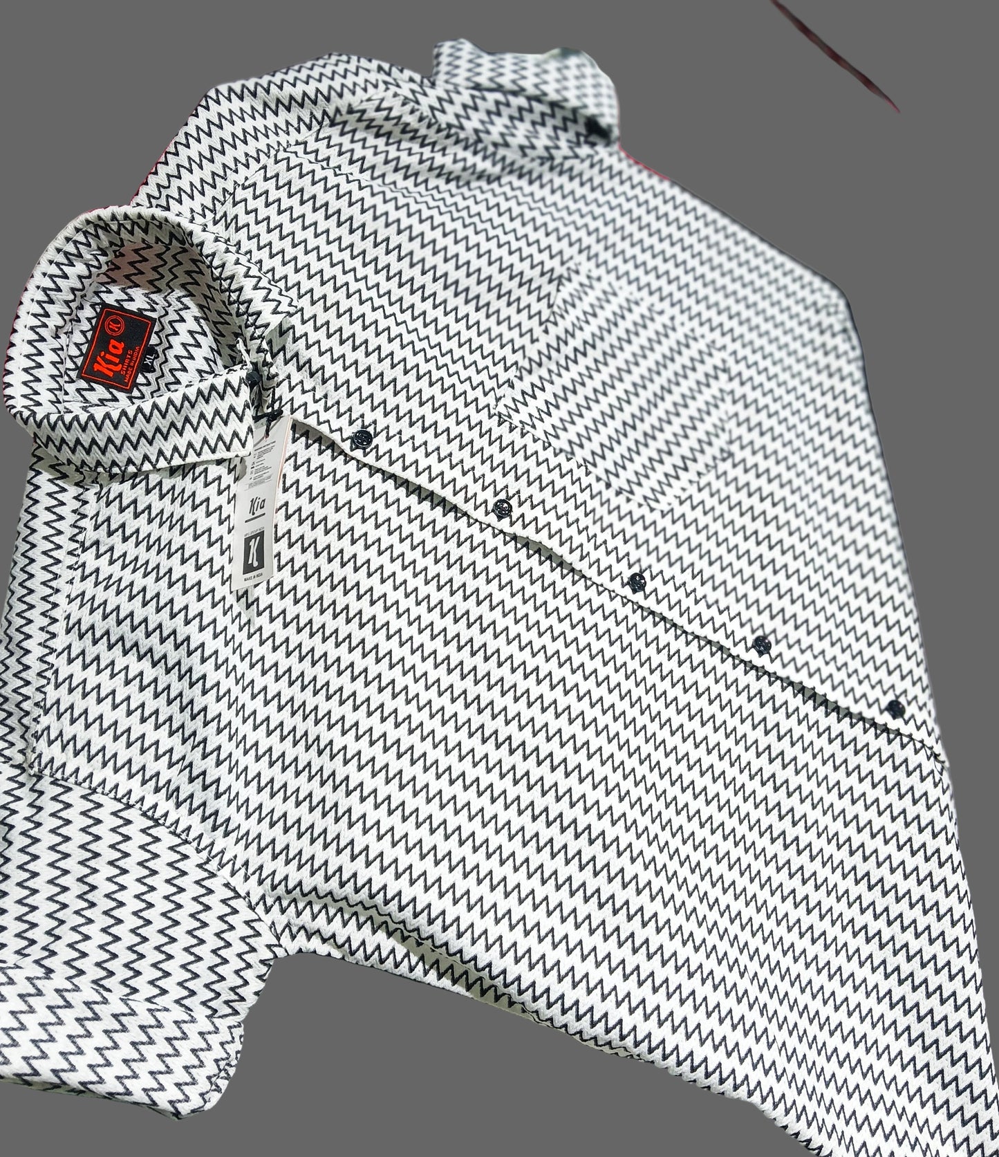 Mens wear Black & White Zig-Zag Print Shirt – Trendy Modern Style