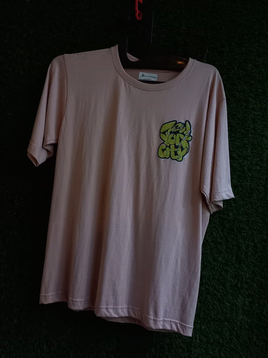 Beige Graphic T-Shirt with Chest Print – Regular Fit